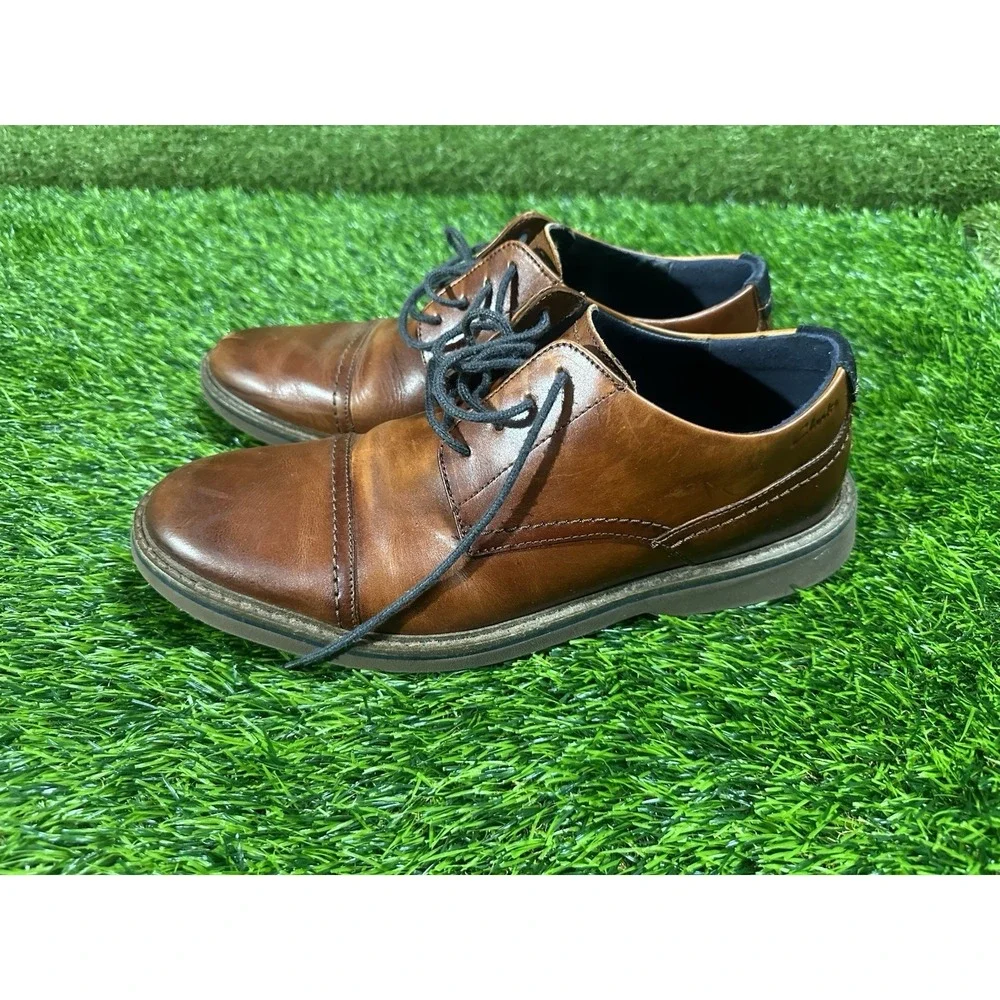 Clarks Mens Brown Leather Lace Up Cap Toe Oxford Dress Shoes 10 26161637